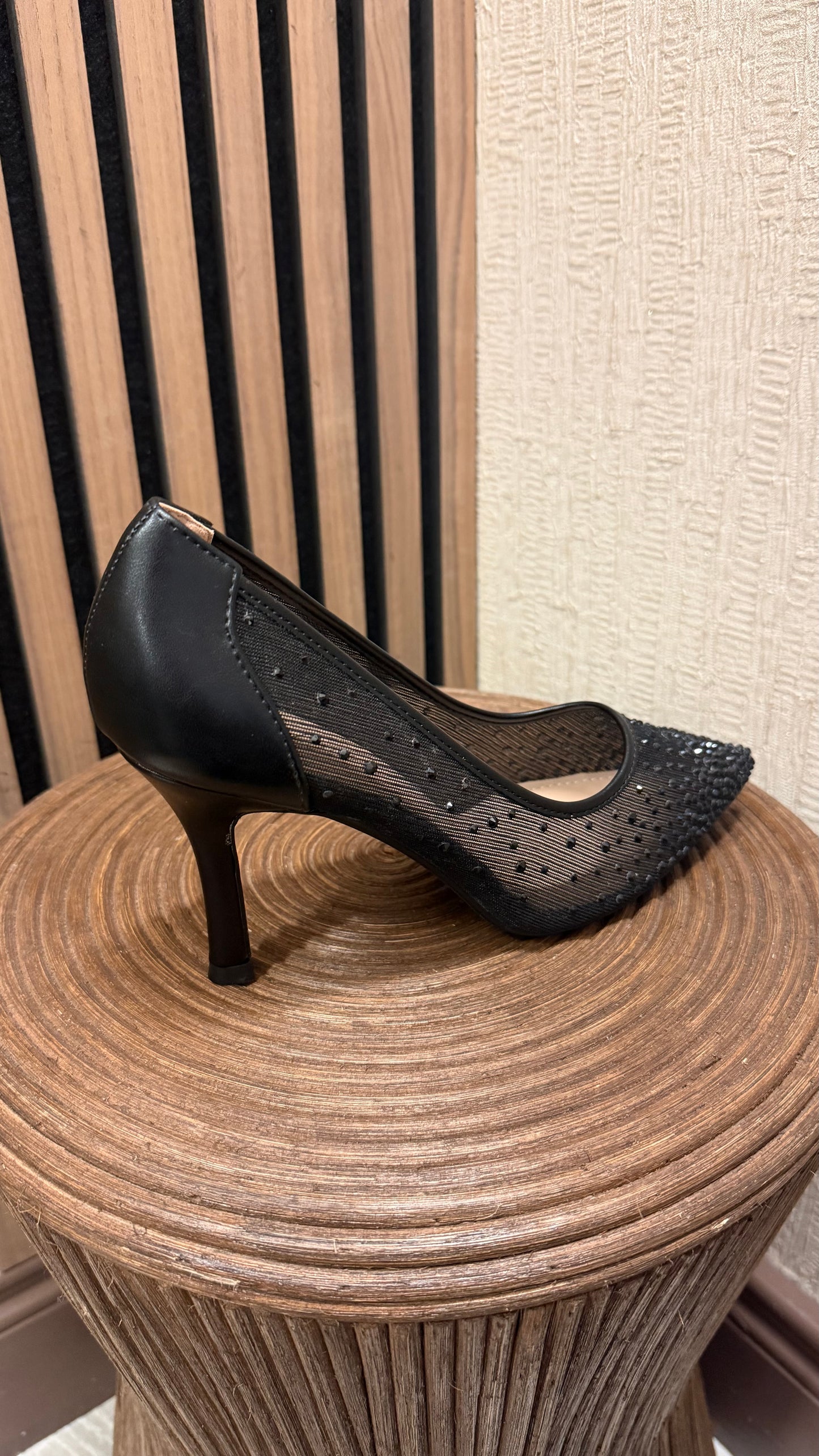 Black Embellished Heel