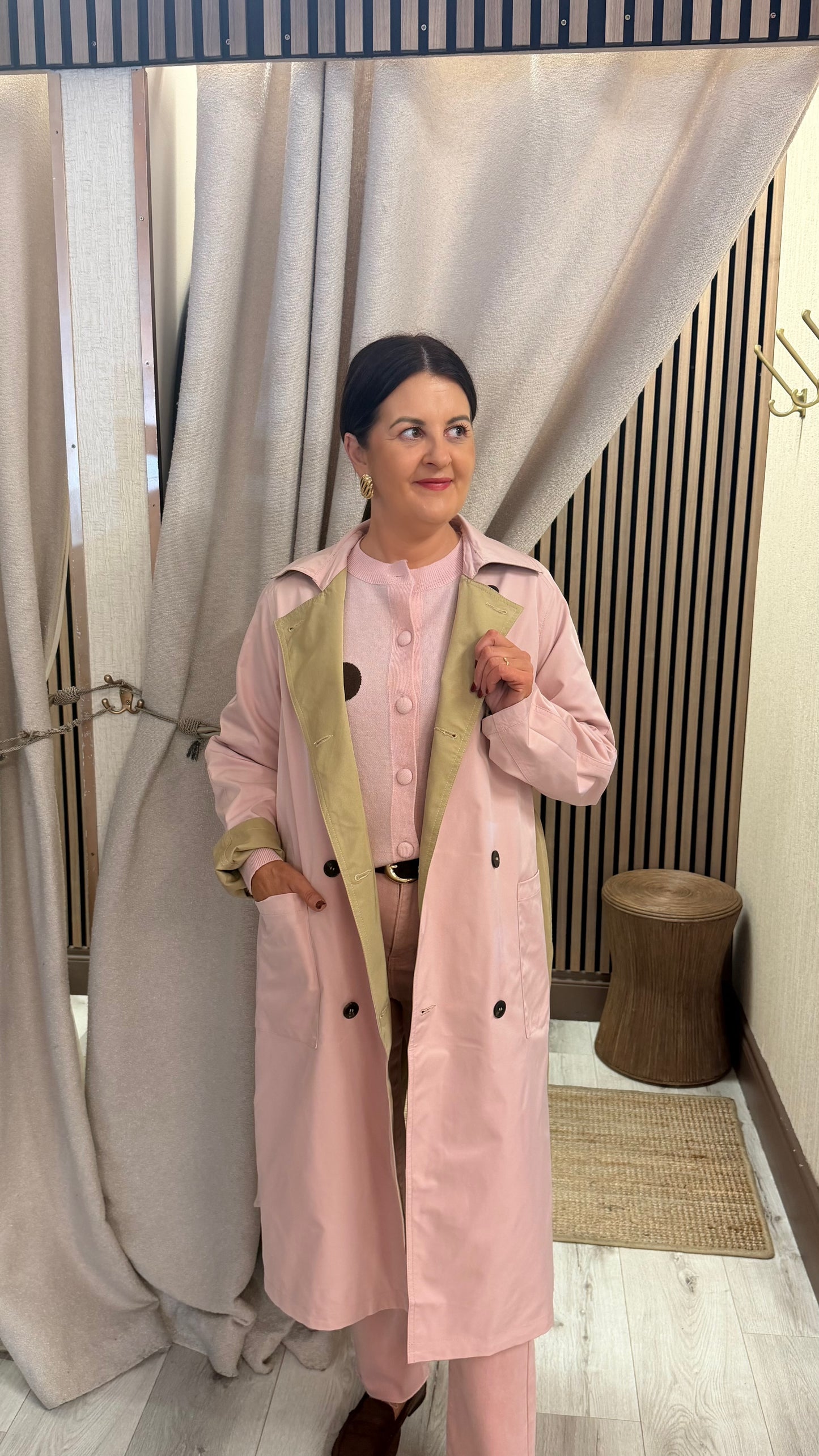 Eve Pink & Tan Reversible Trenchcoat
