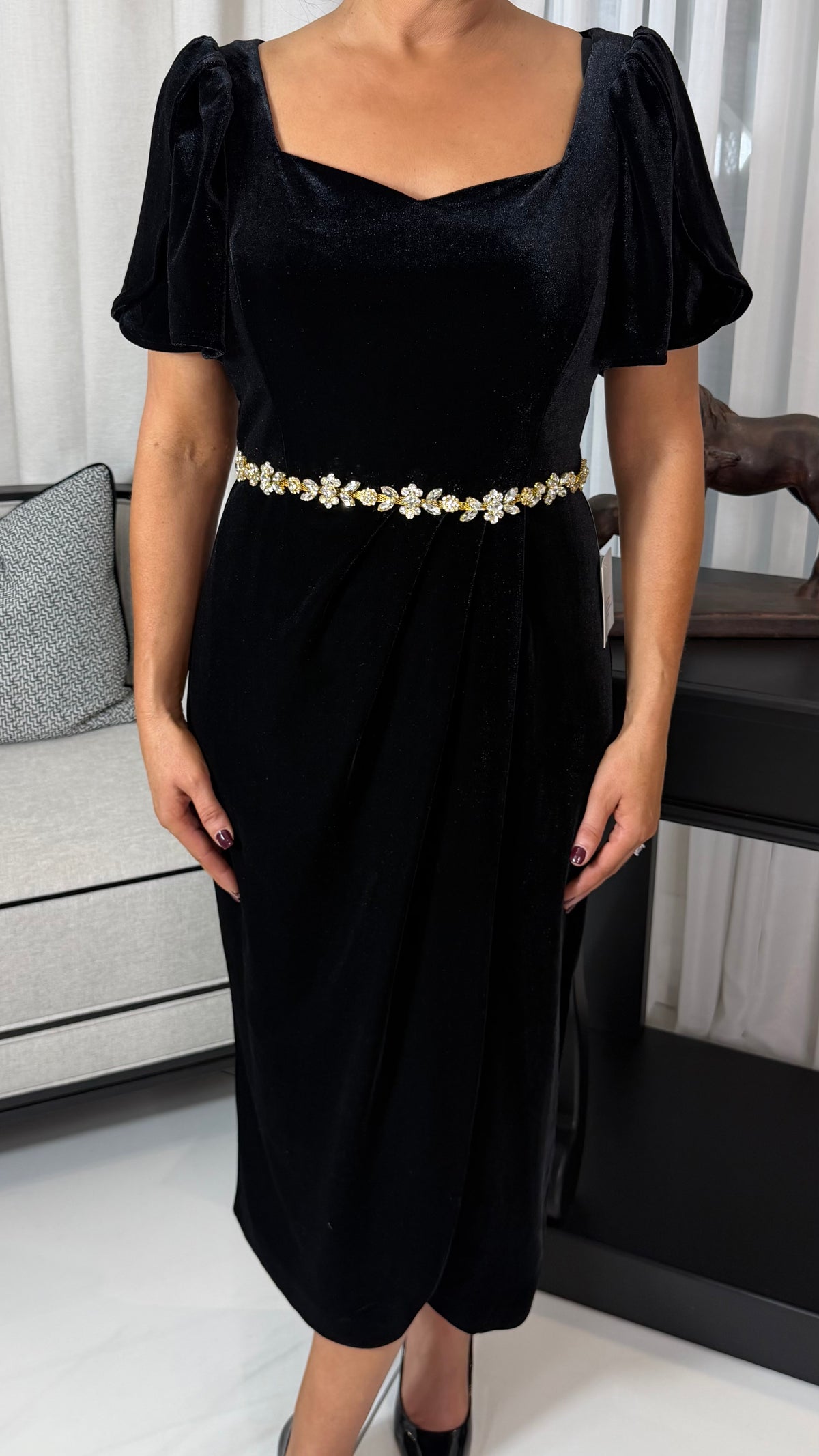 SOLANA BLACK VELVET DRESS