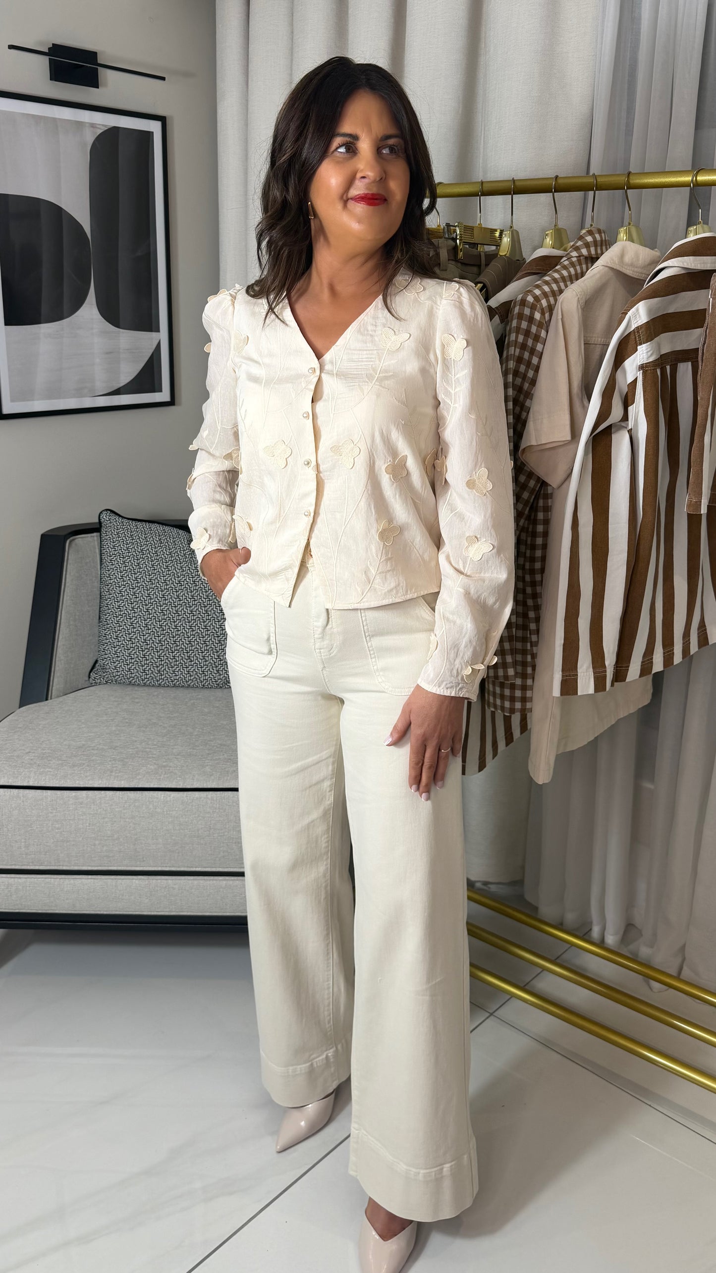 Cream Embroidery Blouse