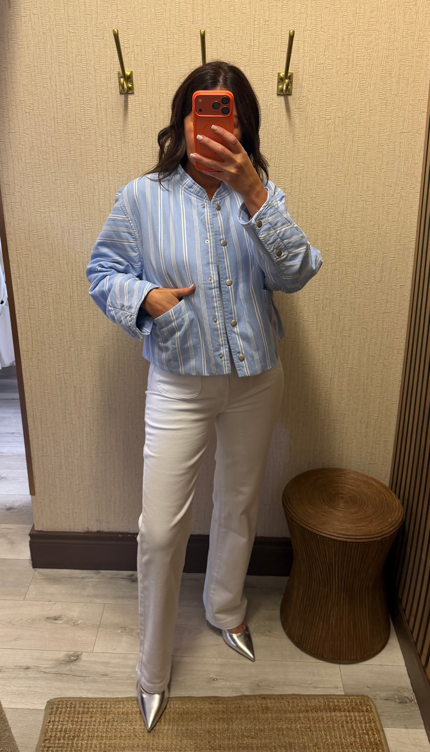 Blue Striped Bomber Jacket