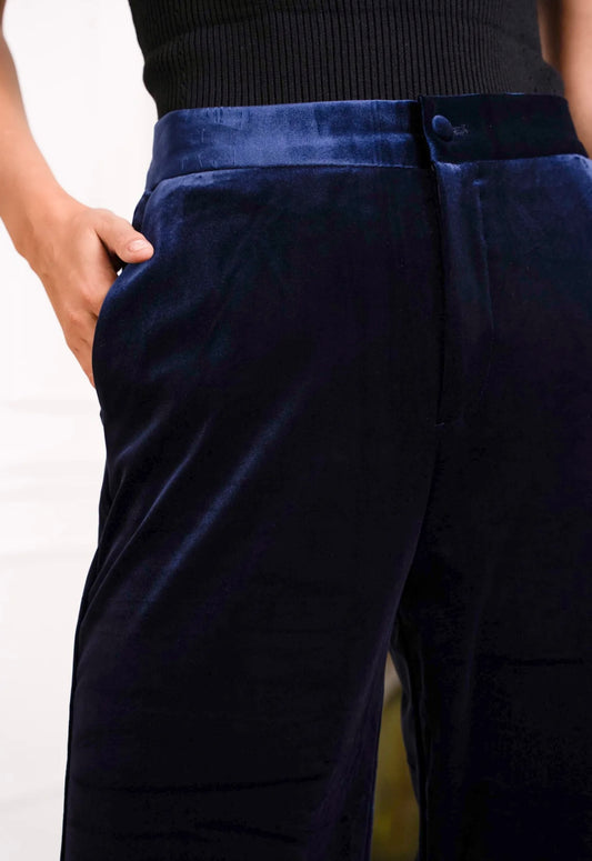 Navy Velvet Trousers