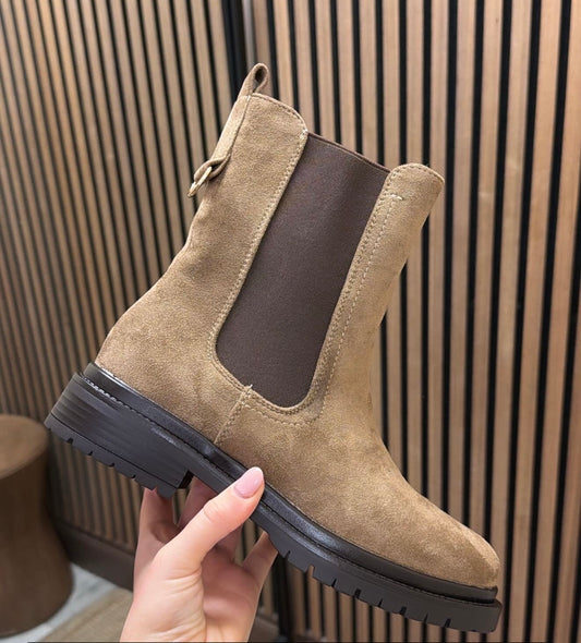 Mocha Suede Effect Chelsea Boots