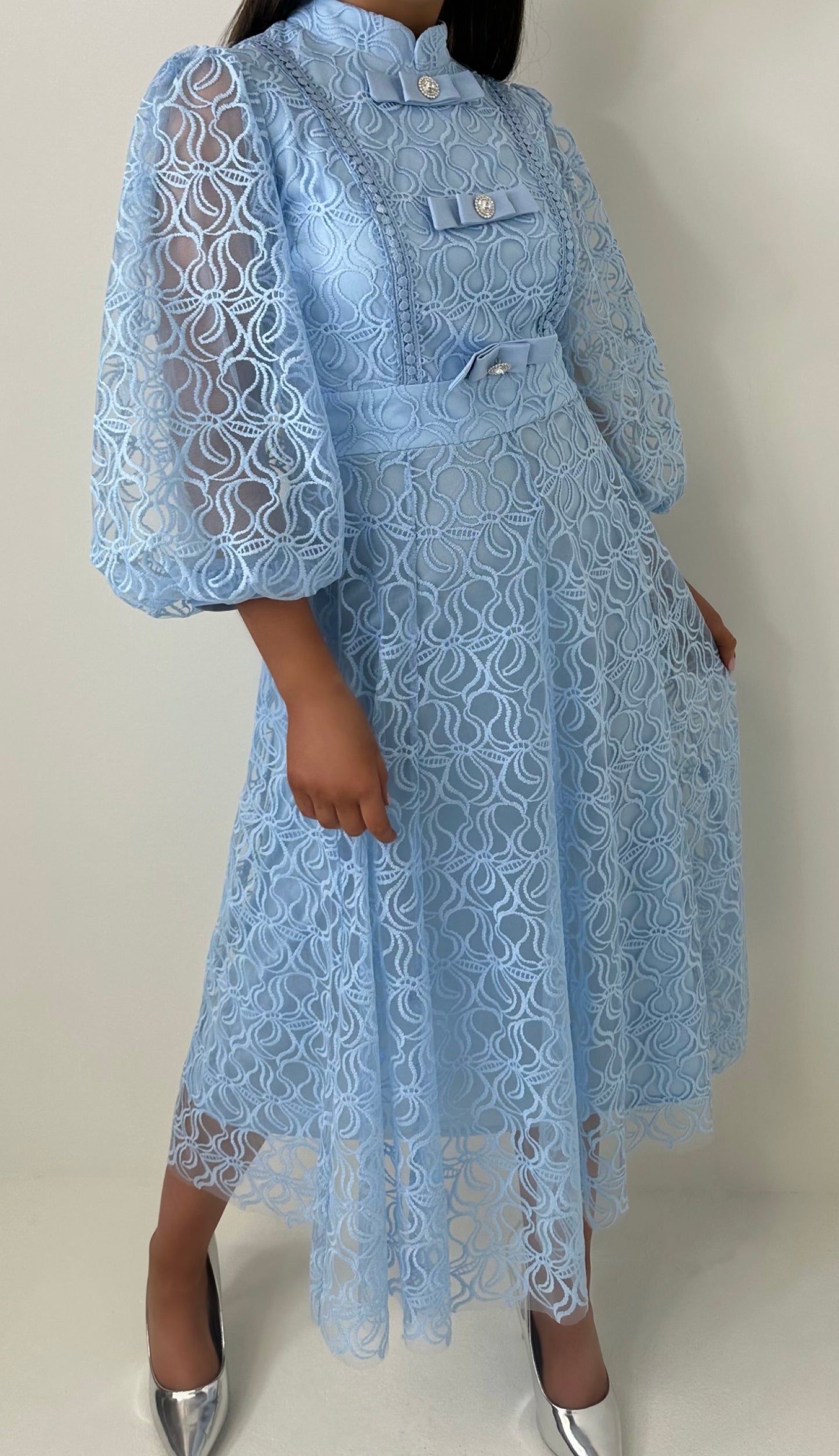 Bella Blue Lace Detail Dress