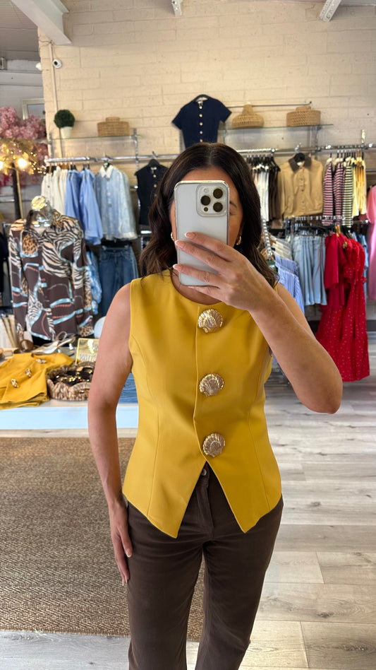 Mustard Waistcoat with Shell Buttons