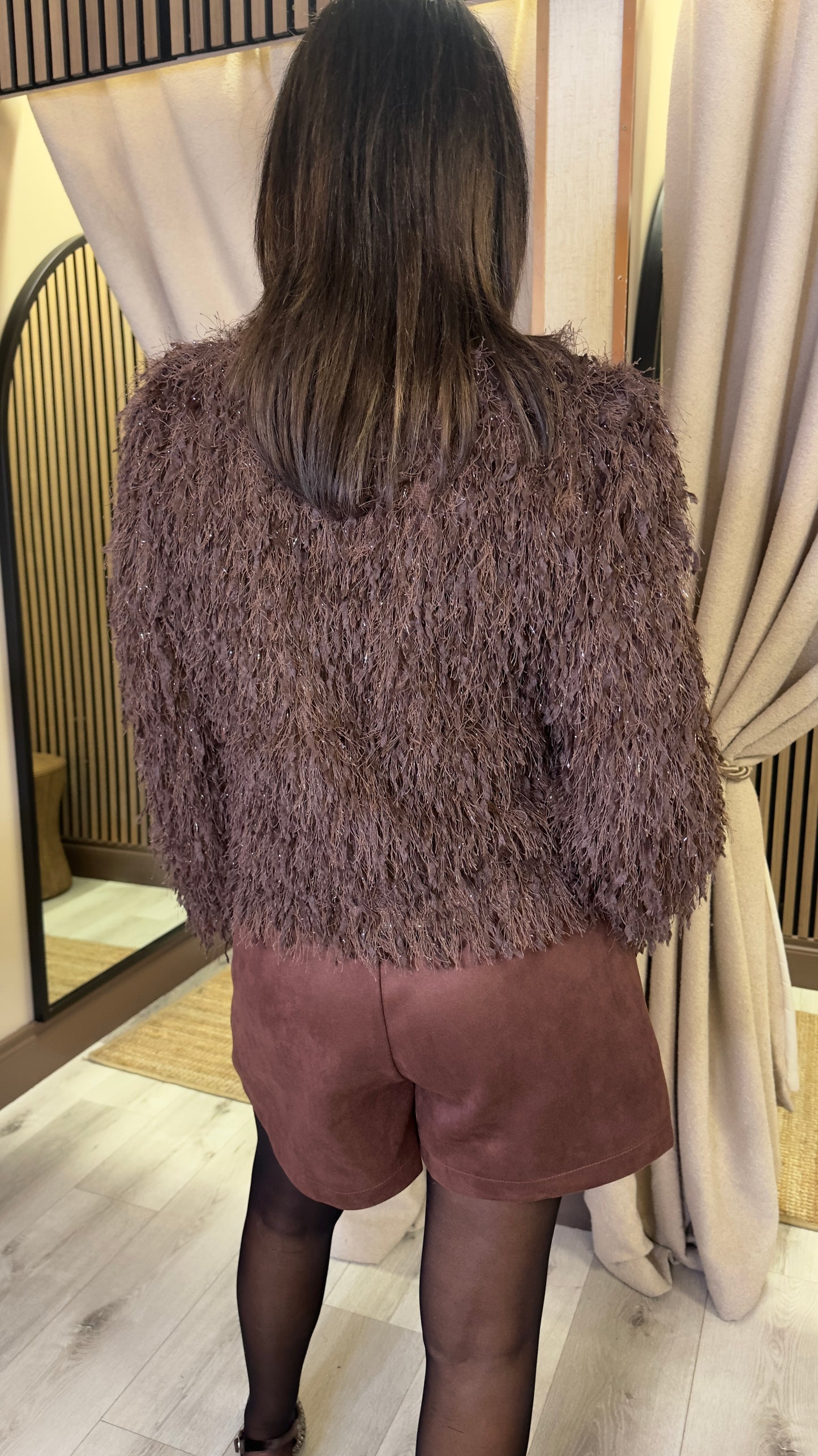 Brown Faux Suede Skort