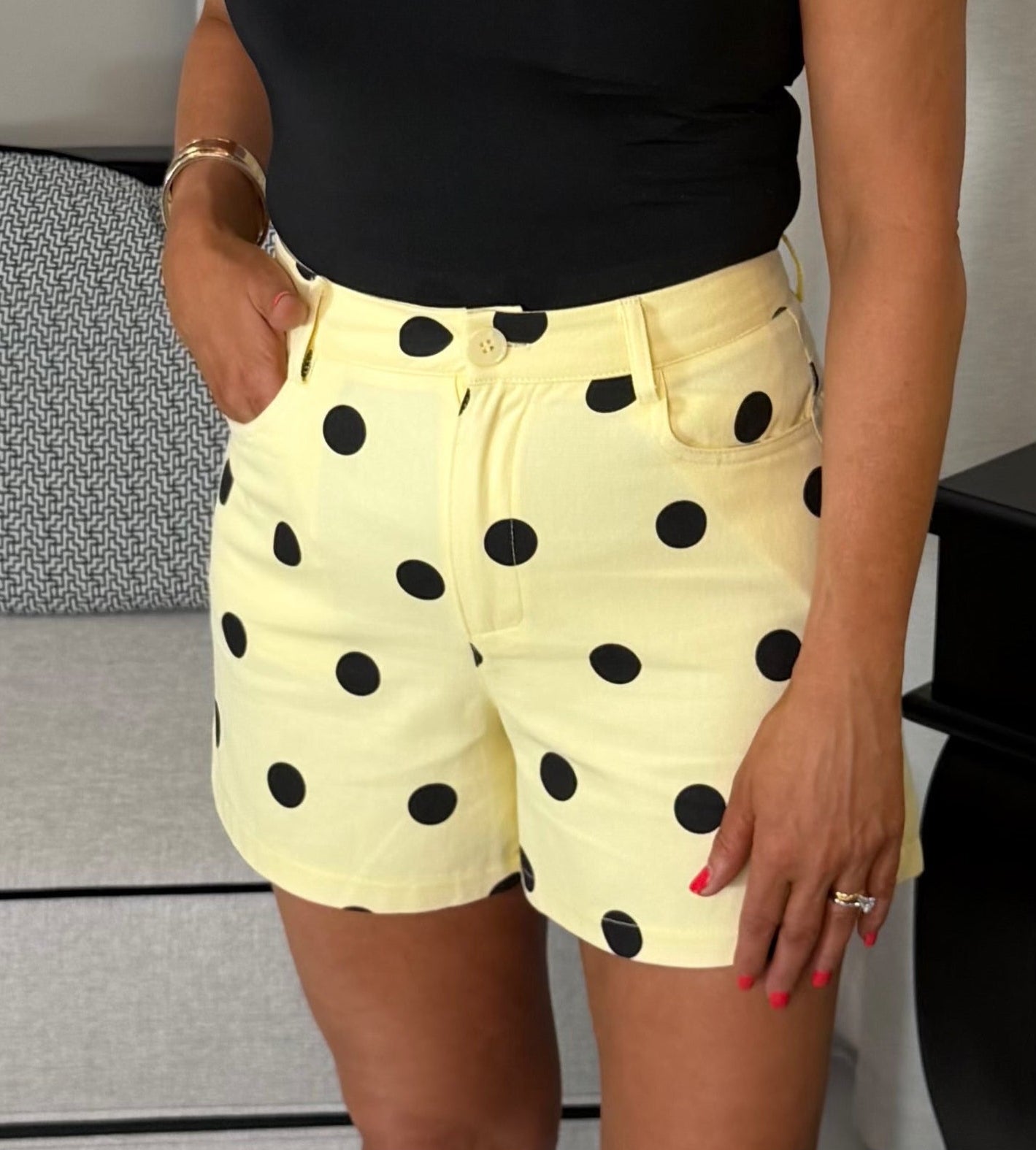 Lemon & Black Polka Dot Shorts