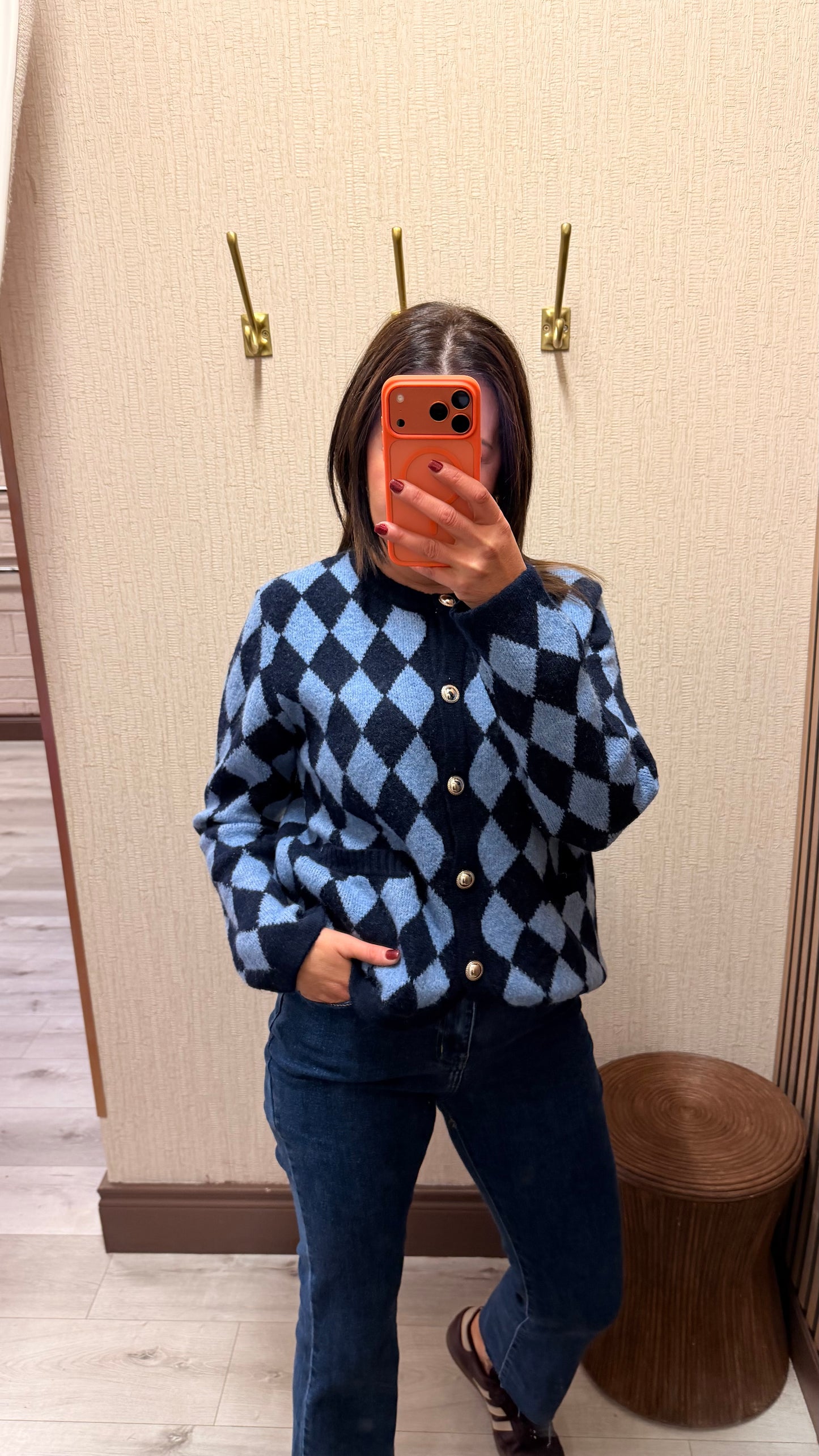 Blue & Navy Diamond Style Cardigan