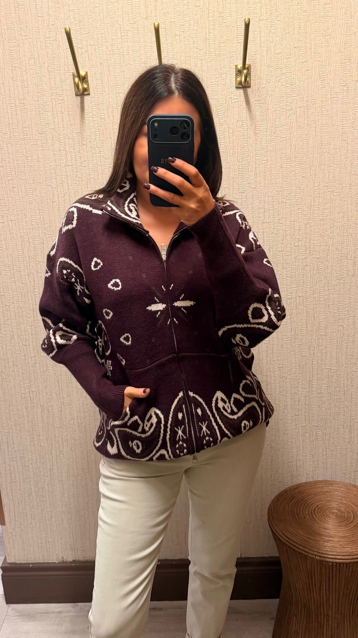 Mulberry Paisley Zip Cardigan