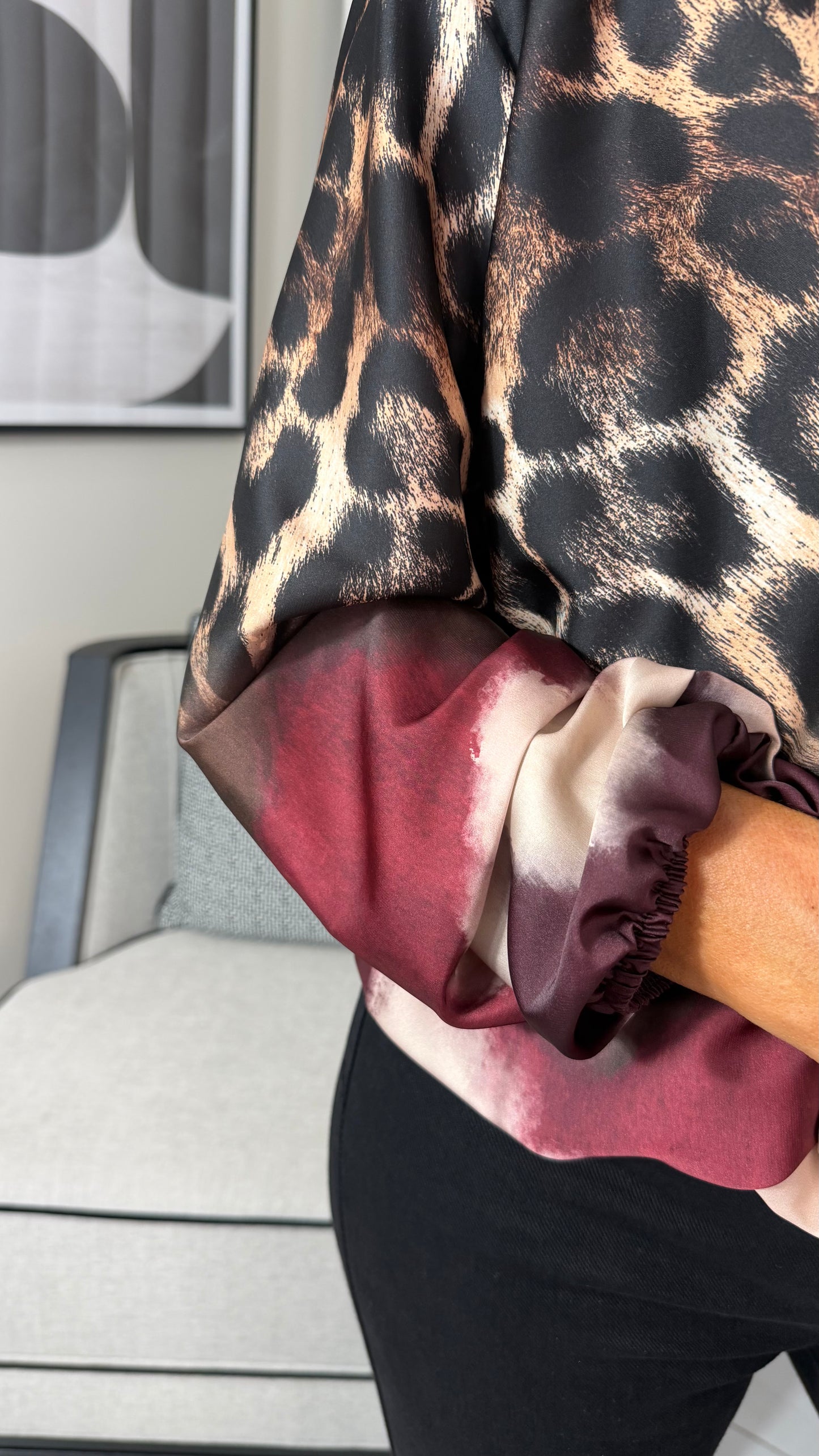 Lorna Leopard Bomber-Wine & Plum