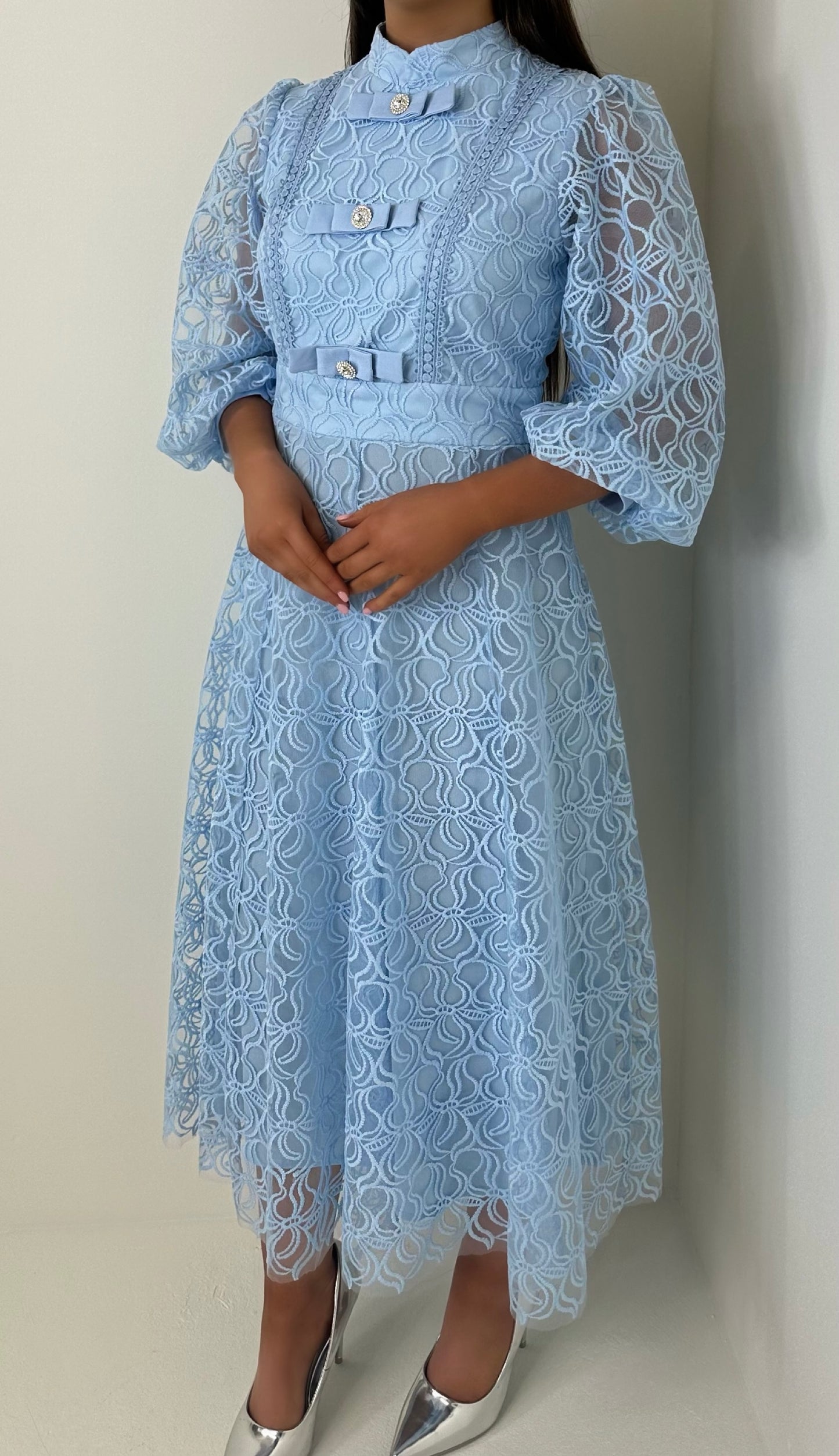 Bella Blue Lace Detail Dress