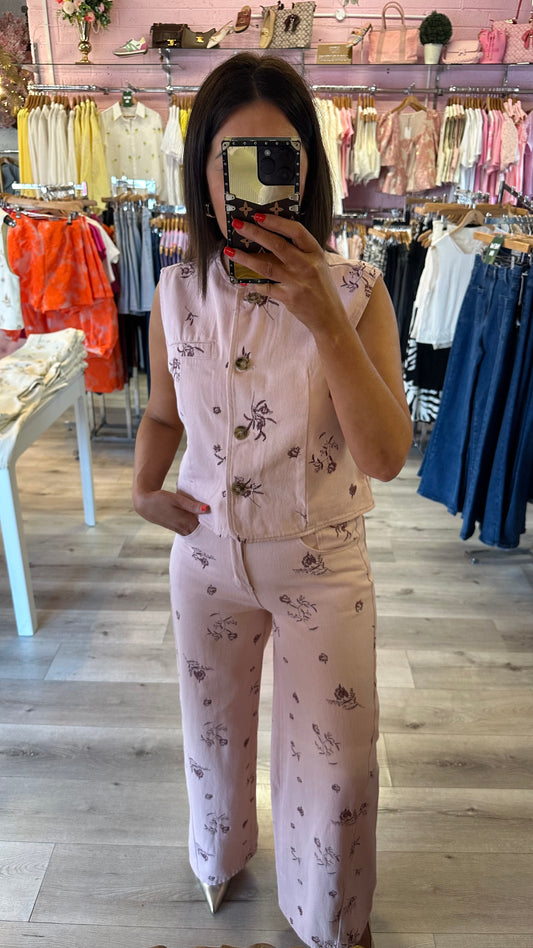 Pink & Wine Denim Waistcoat