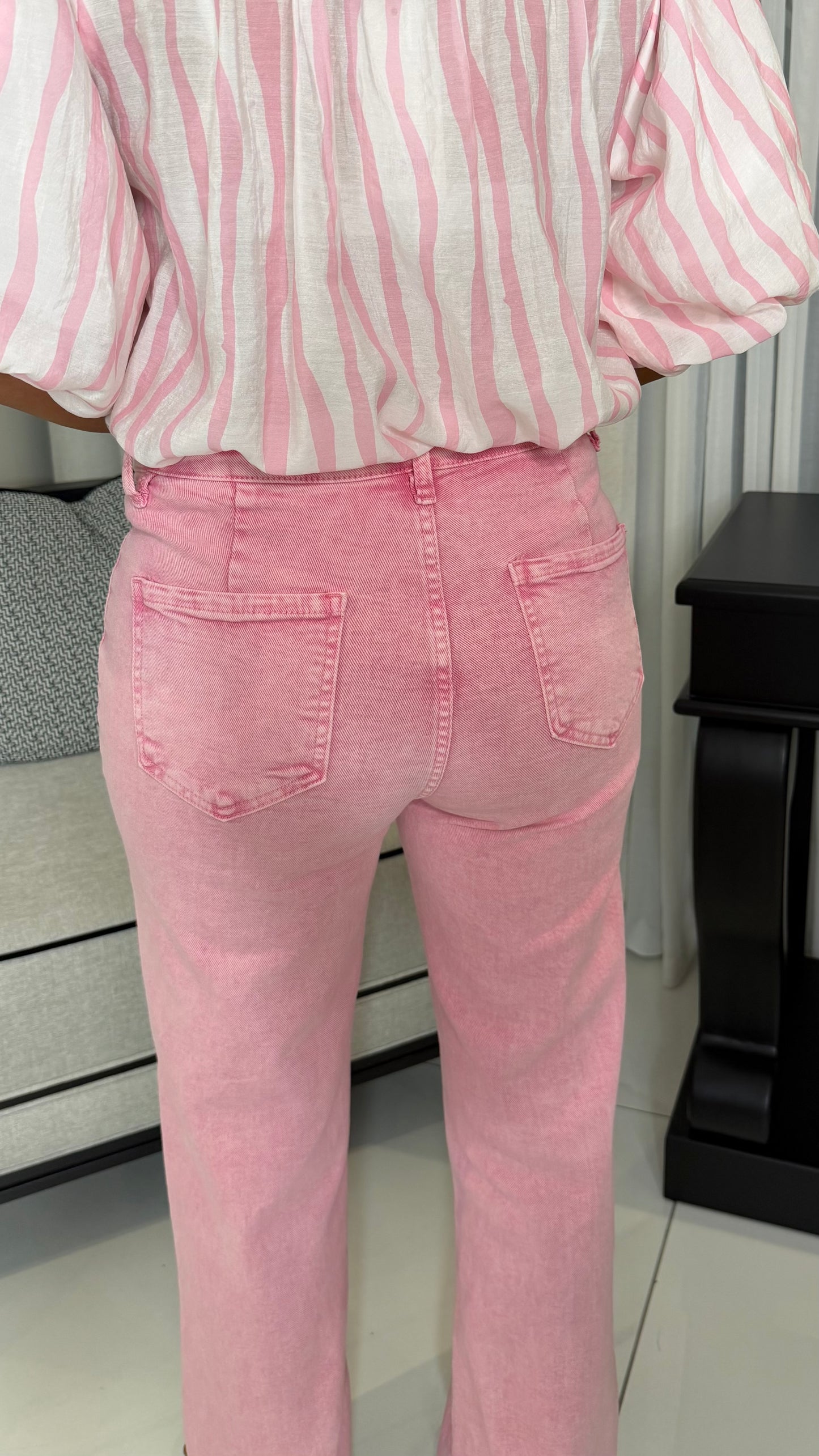 Pink Gold Button Jeans