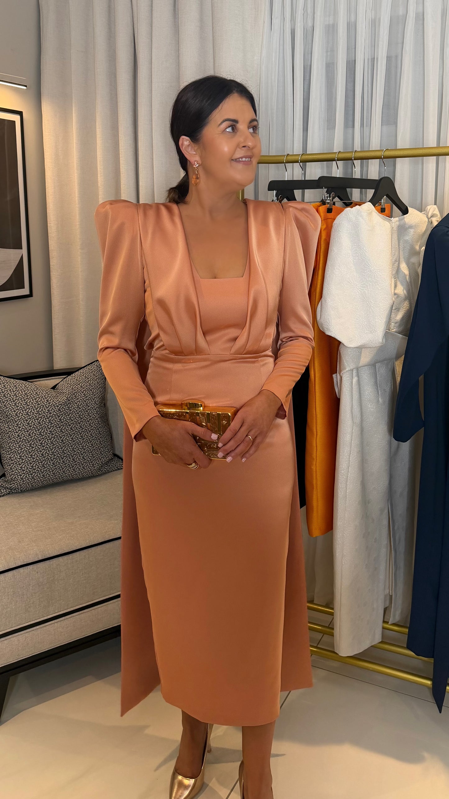 Louisa Copper Drape Dress