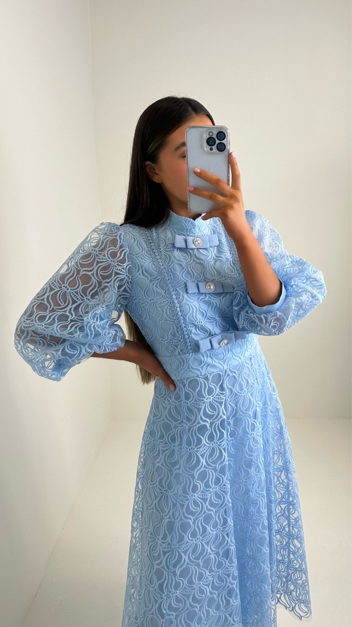 Bella Blue Lace Detail Dress