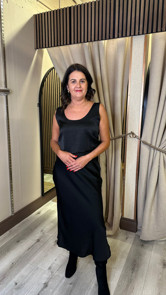 Black Satin Skirt