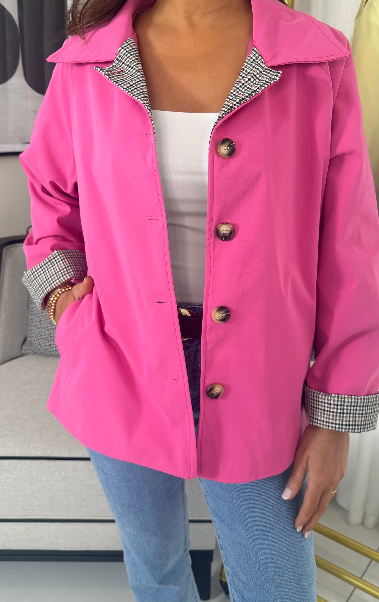 Pink Short Trench Coat