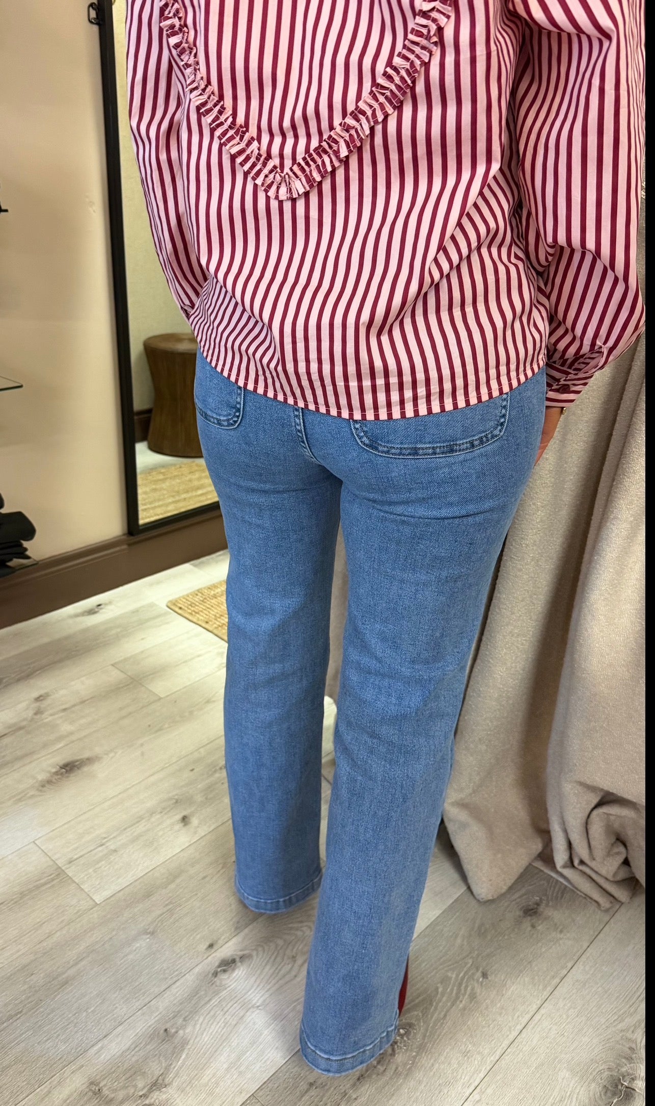 Straight Leg Pearl Button Jeans