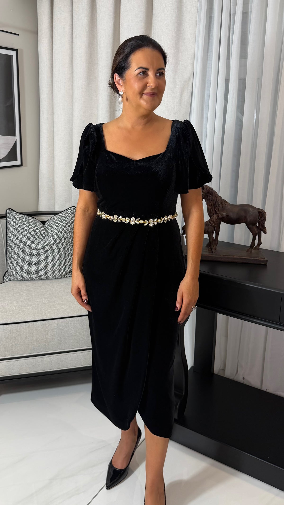 SOLANA BLACK VELVET DRESS