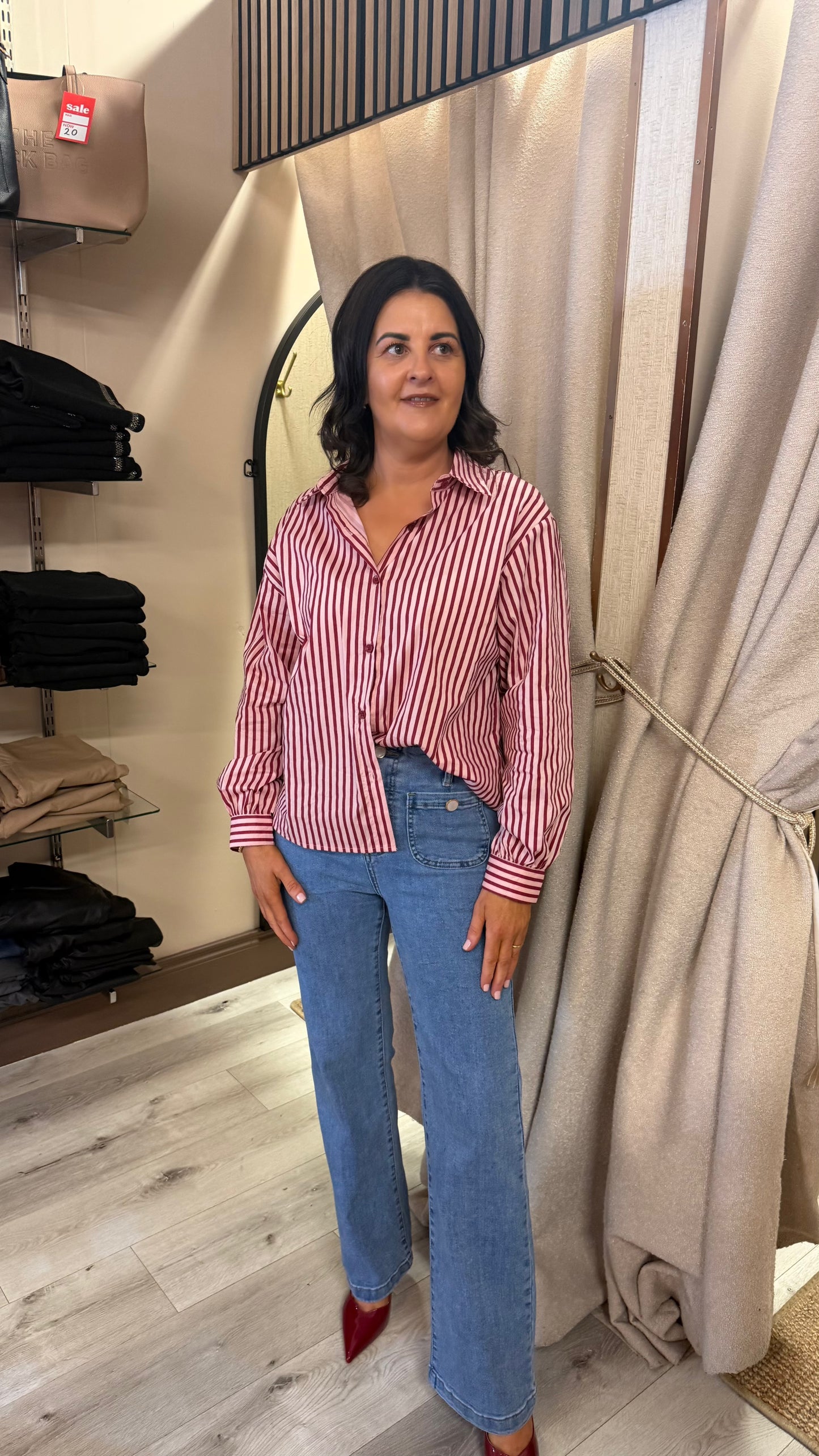 Pink & Red Pinstripe Shirt