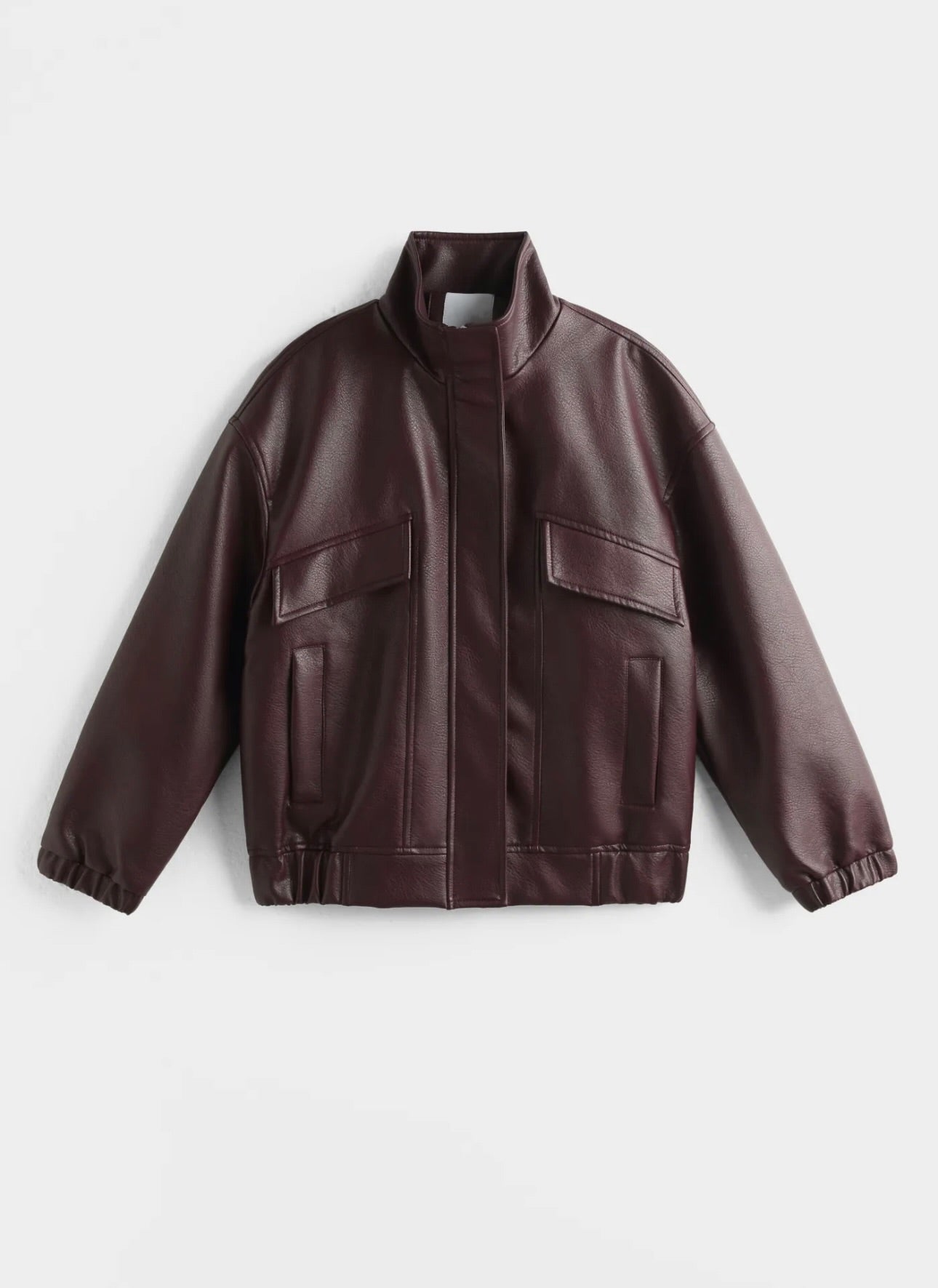 Burgundy Faux Leather Jacket
