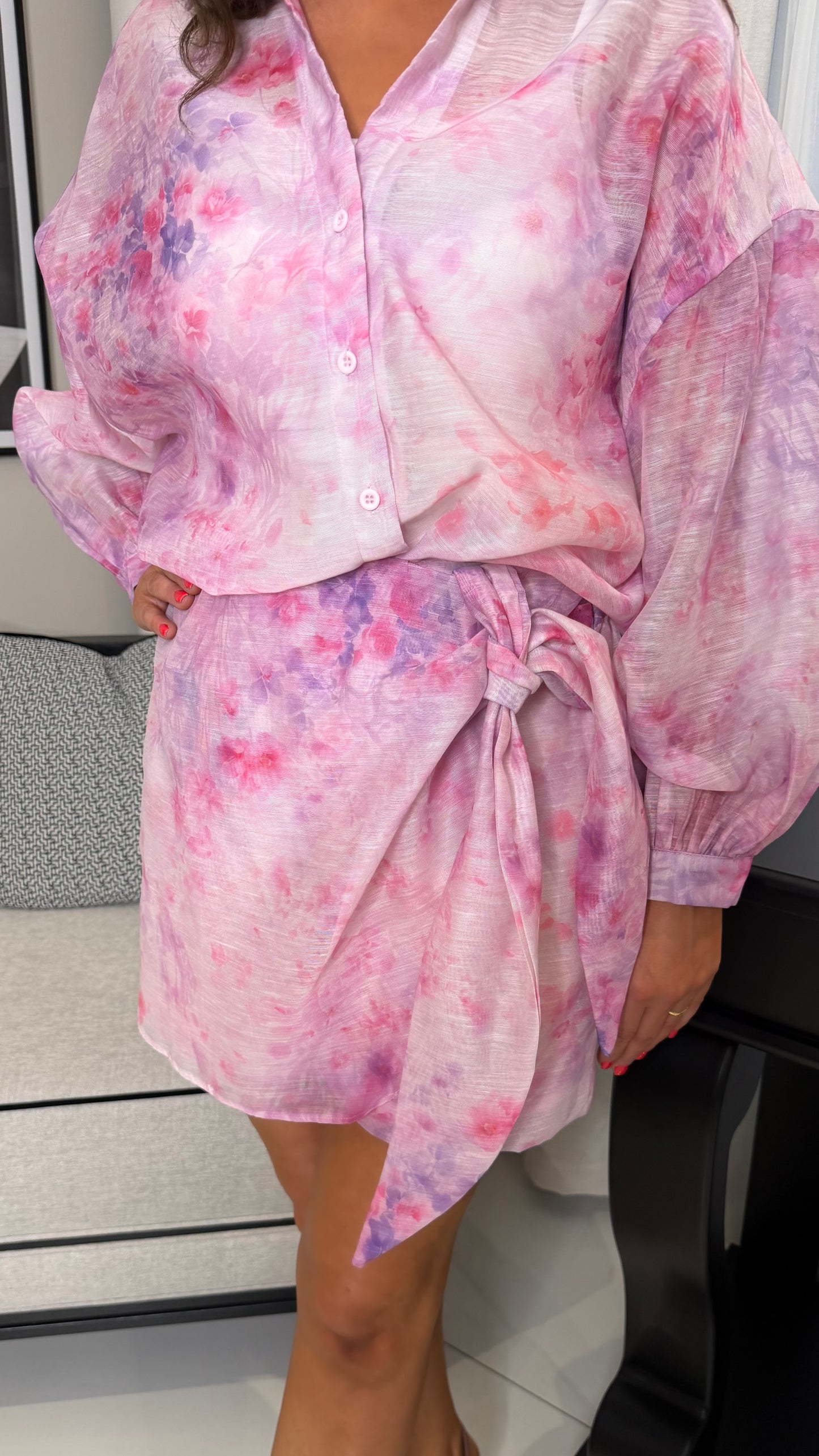 Polly Pink & Lilac Wrap Illusion Skort