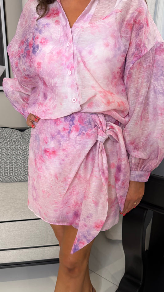 Polly Pink & Lilac Wrap Illusion Skort