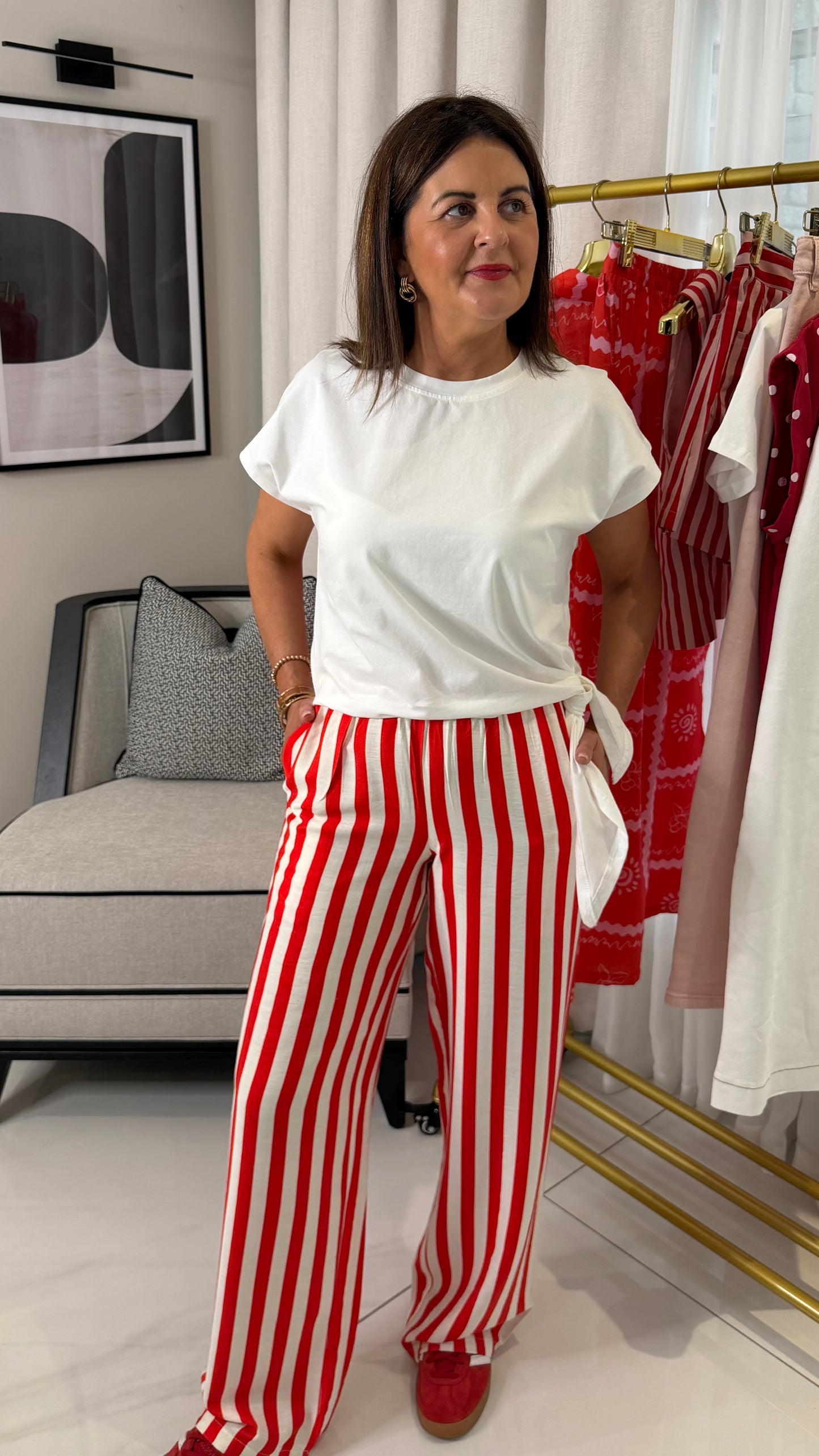 Red & White Striped Trousers