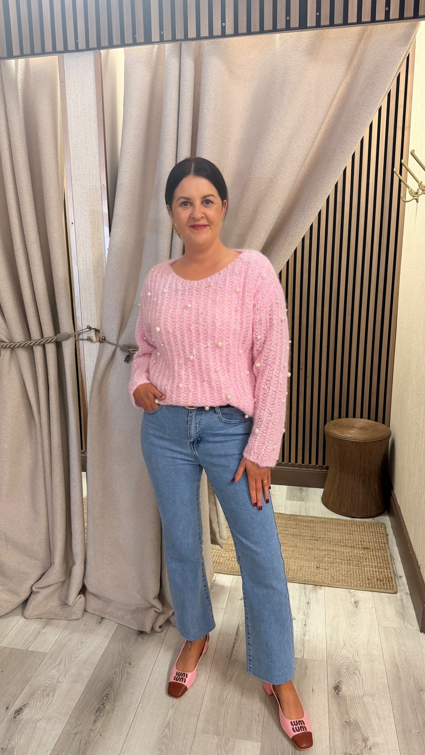 Pink Pearl Embellished Jumper