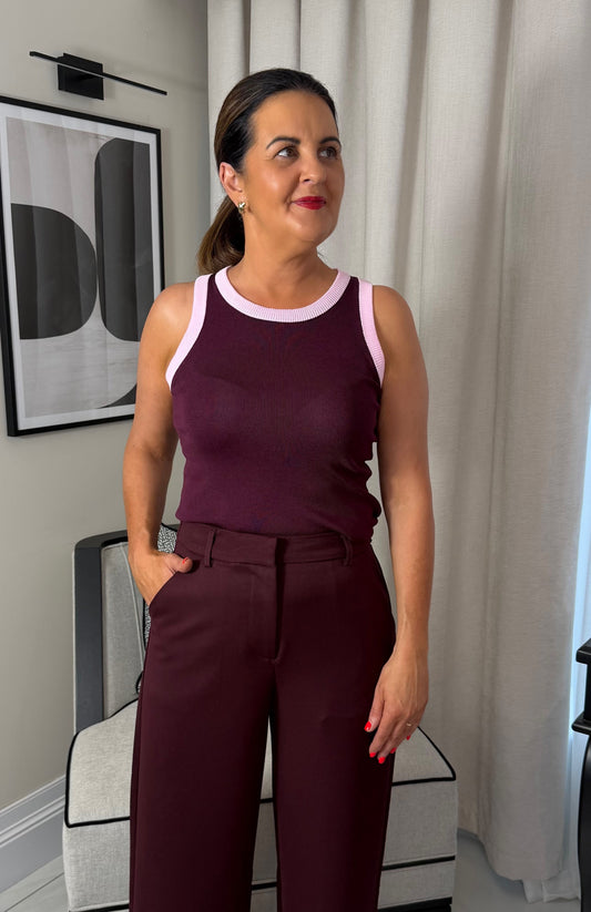 Pink & Wine Contrast Vest Top