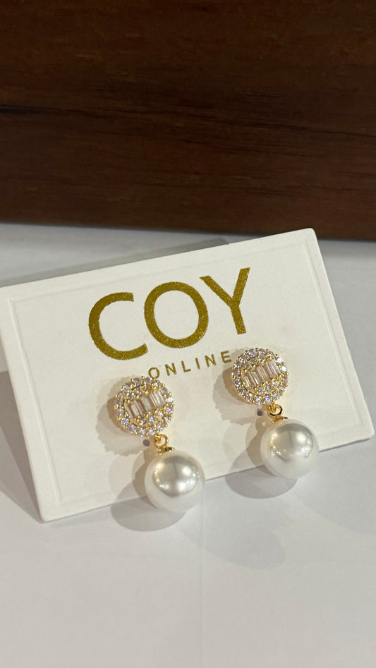 Hailey Gold Pearl & Diamanté Drop