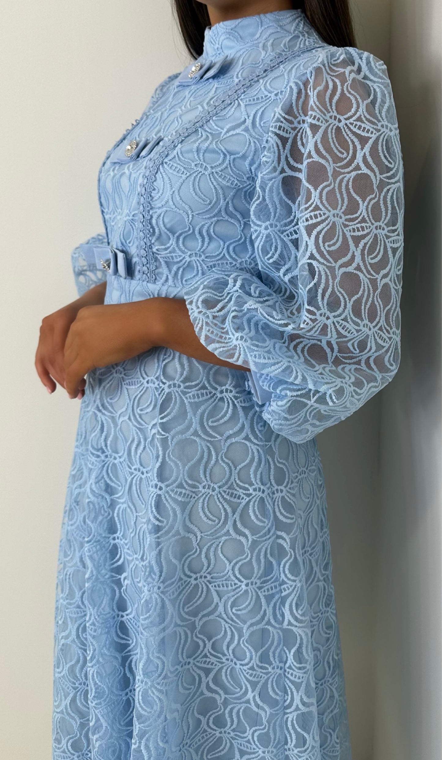 Bella Blue Lace Detail Dress