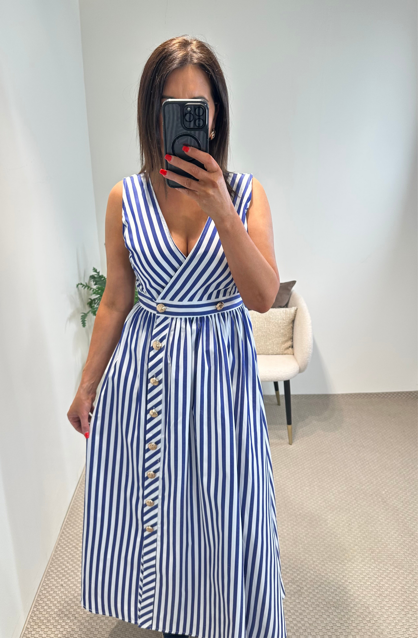 Blue Striped Maxi Dress