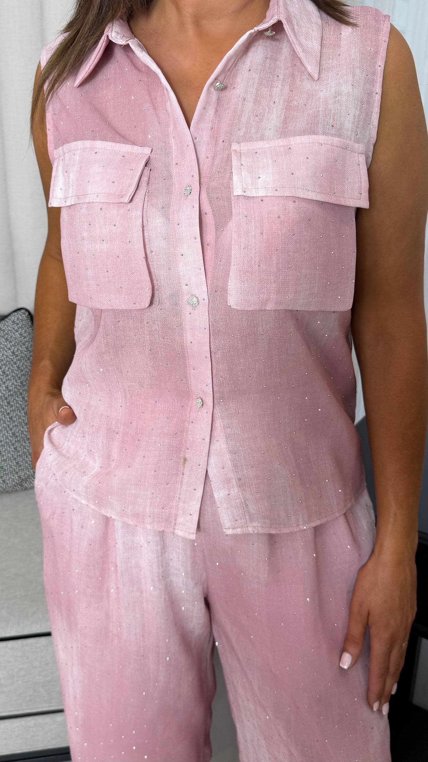 Pink Diamanté Shirt