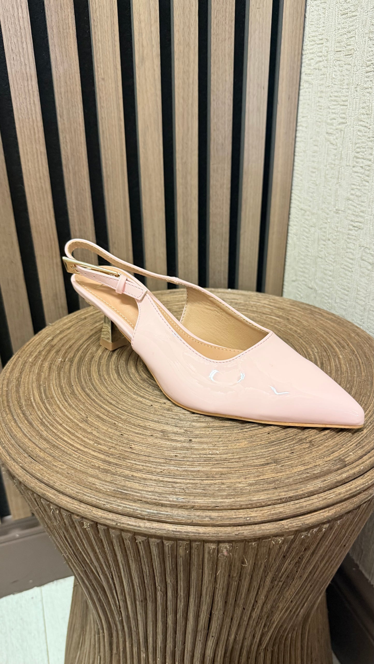 Light Pink Patent Kitten Heels