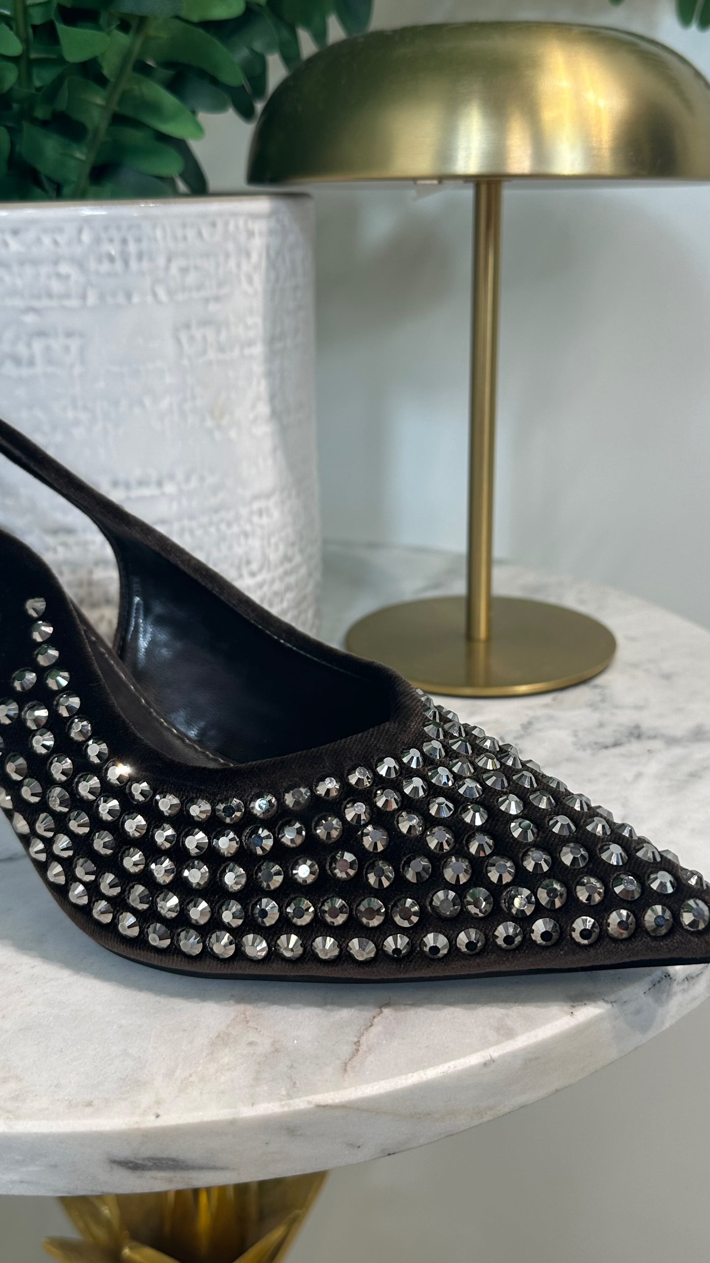 Vivienne Brown Velvet Diamanté Heels