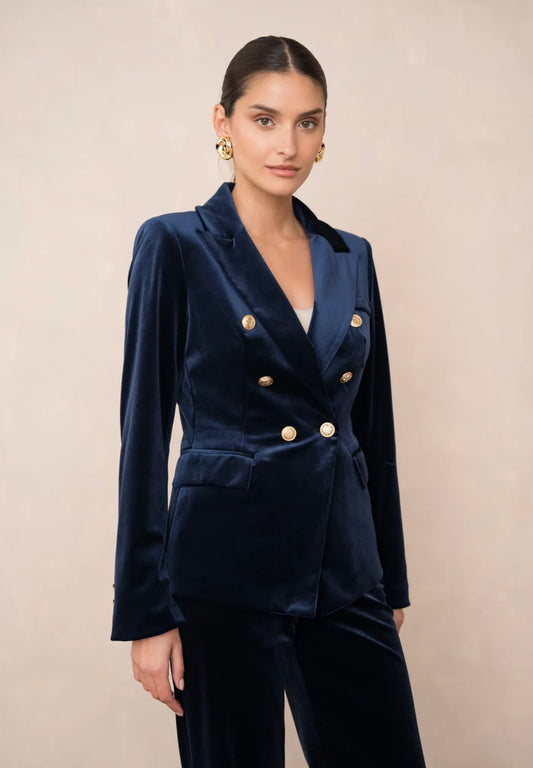 Navy Velvet Blazer