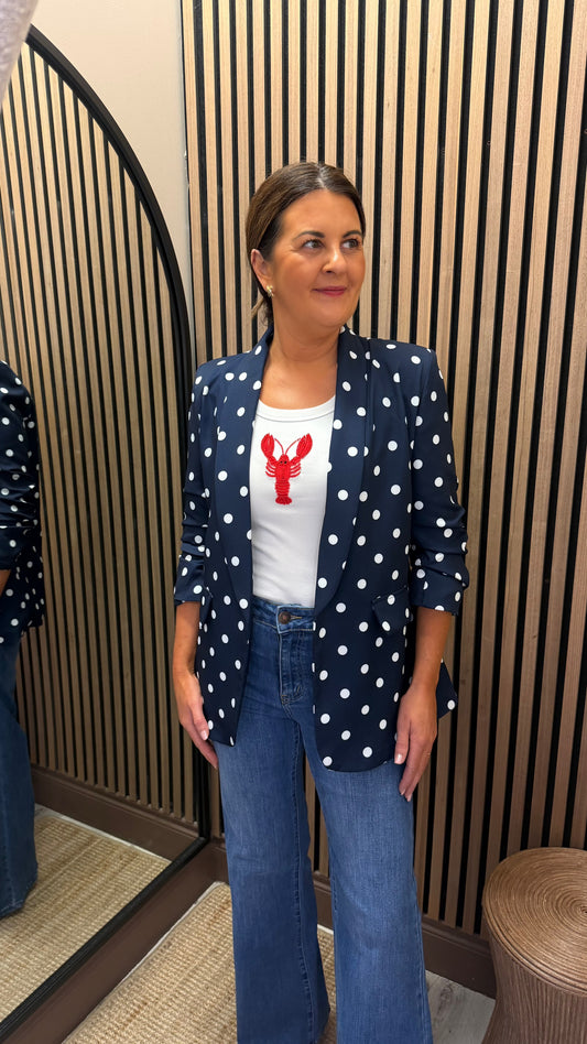 Navy Polka Dot Blazer
