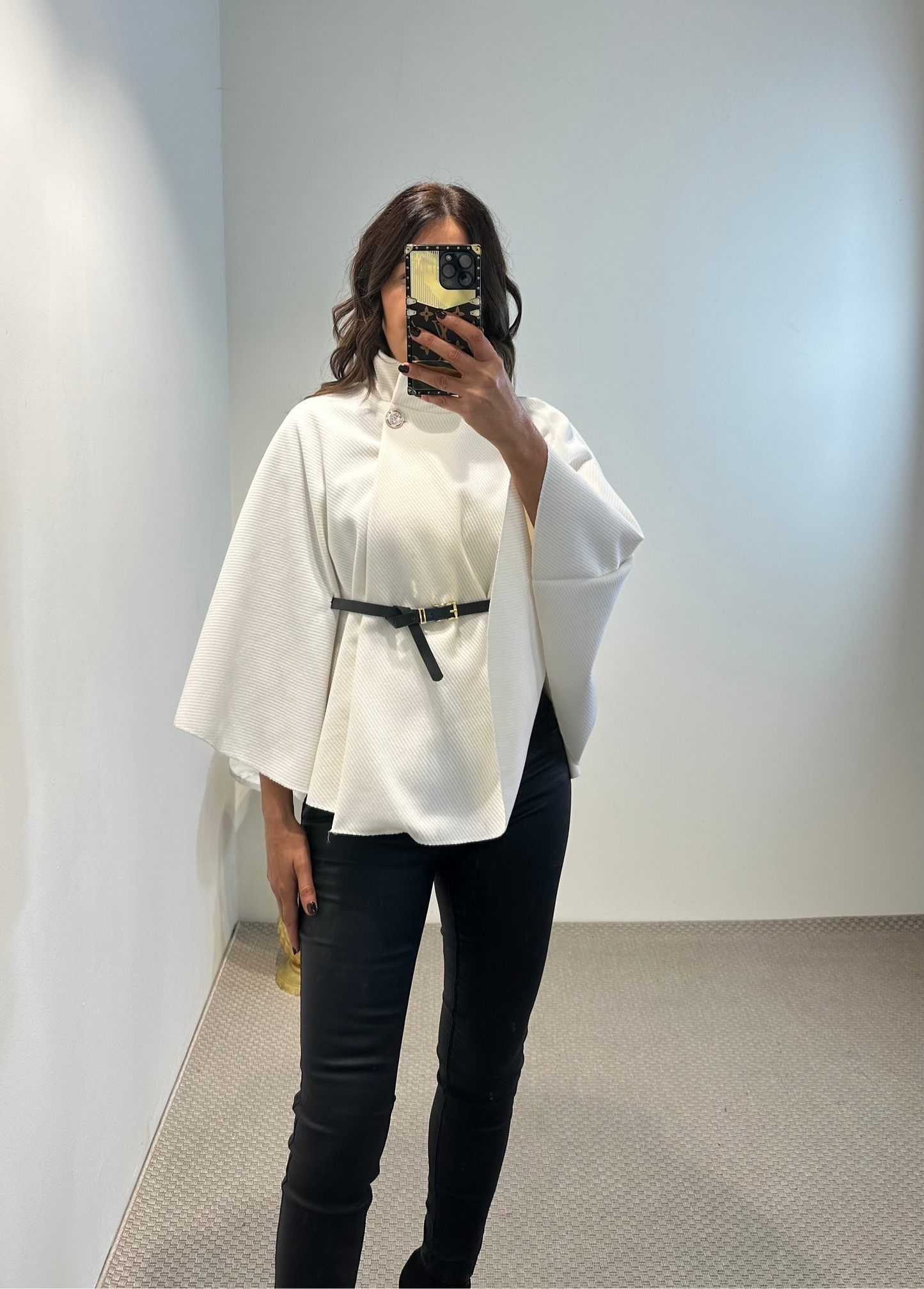 Winter White Cape with Belt