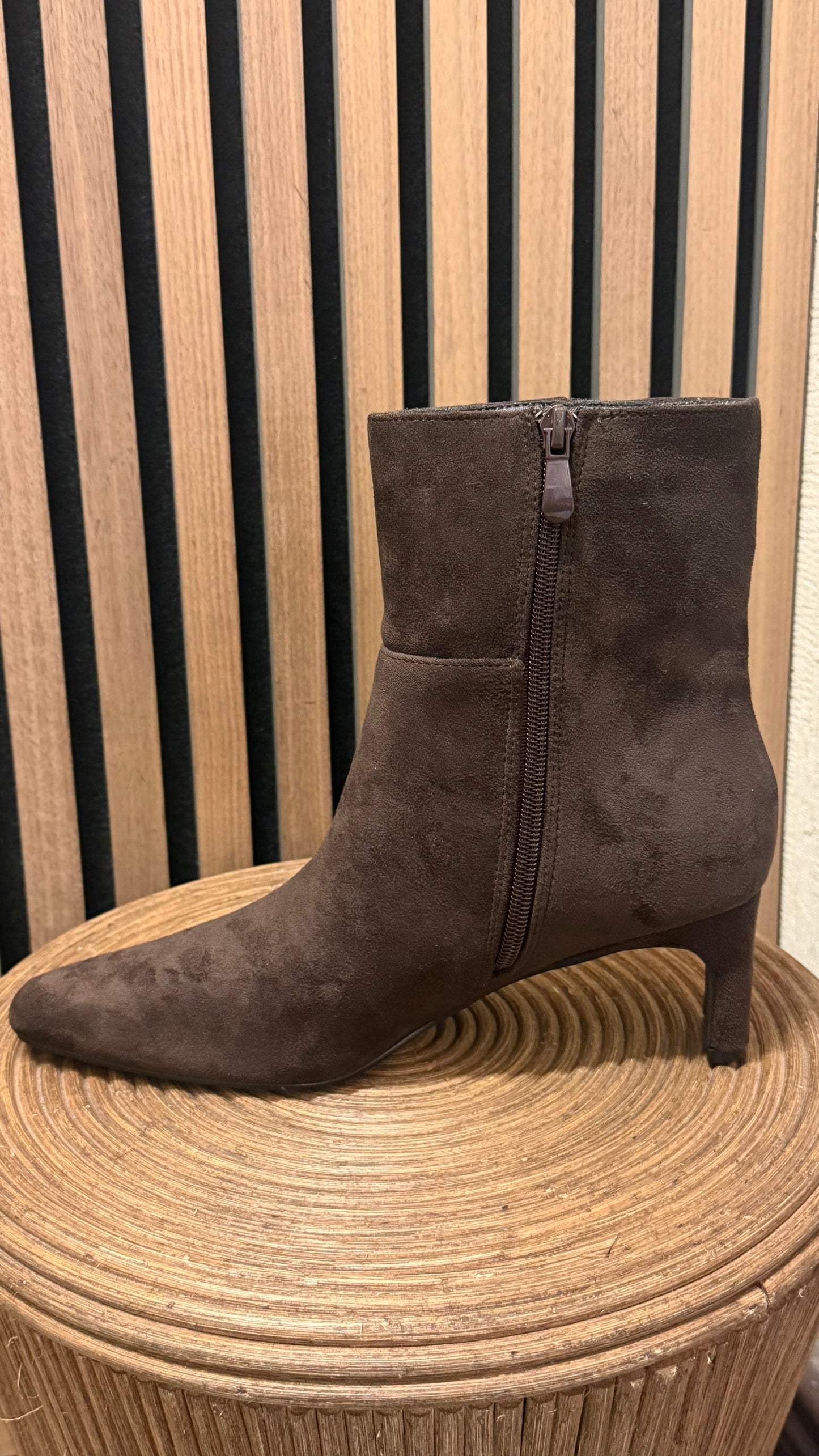 Cortina Chocolate Brown Faux Suede Ankle Boot