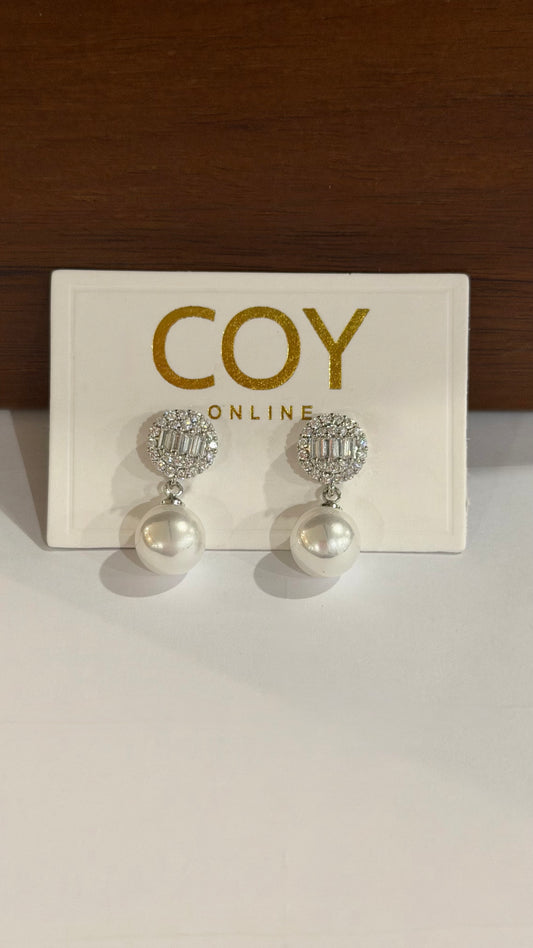 Hailey Silver Pearl & Diamanté Drop