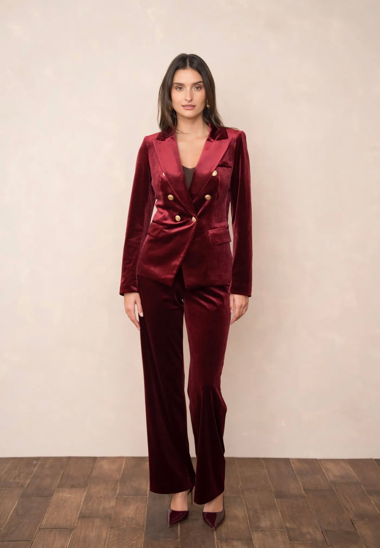 Wine Velvet Blazer
