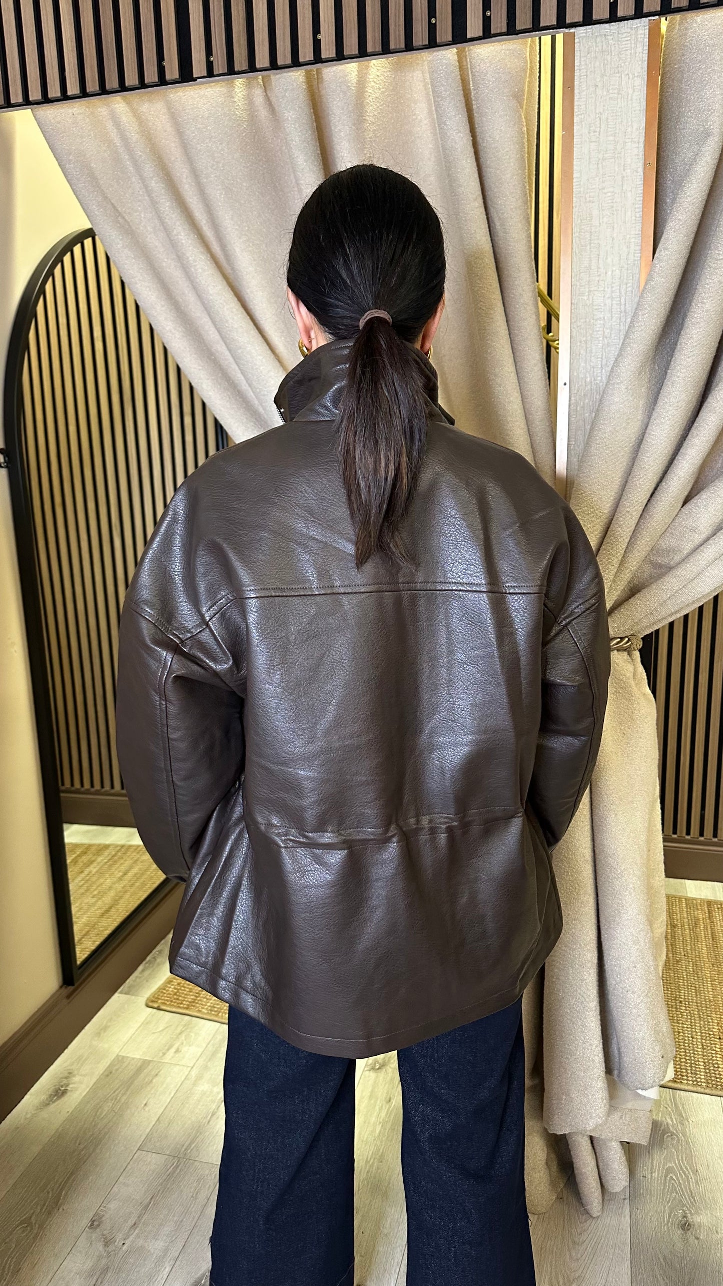 Chocolate Faux Leather Jacket