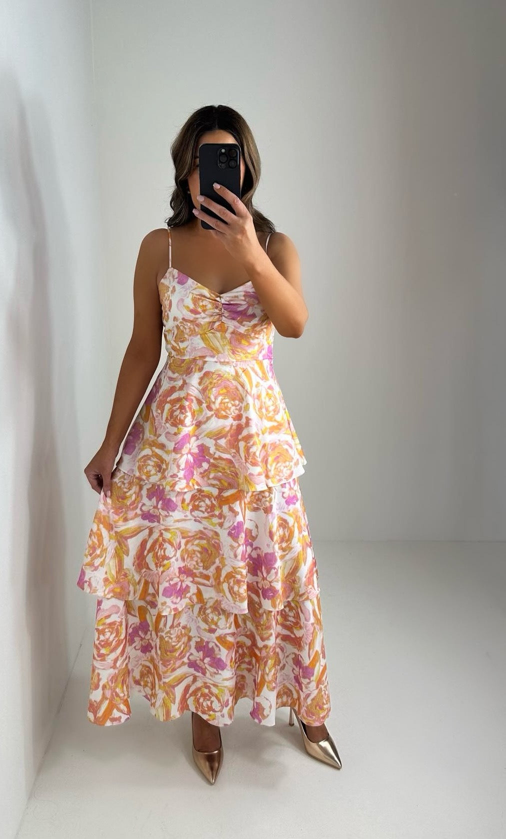 Peach Tiered Dress