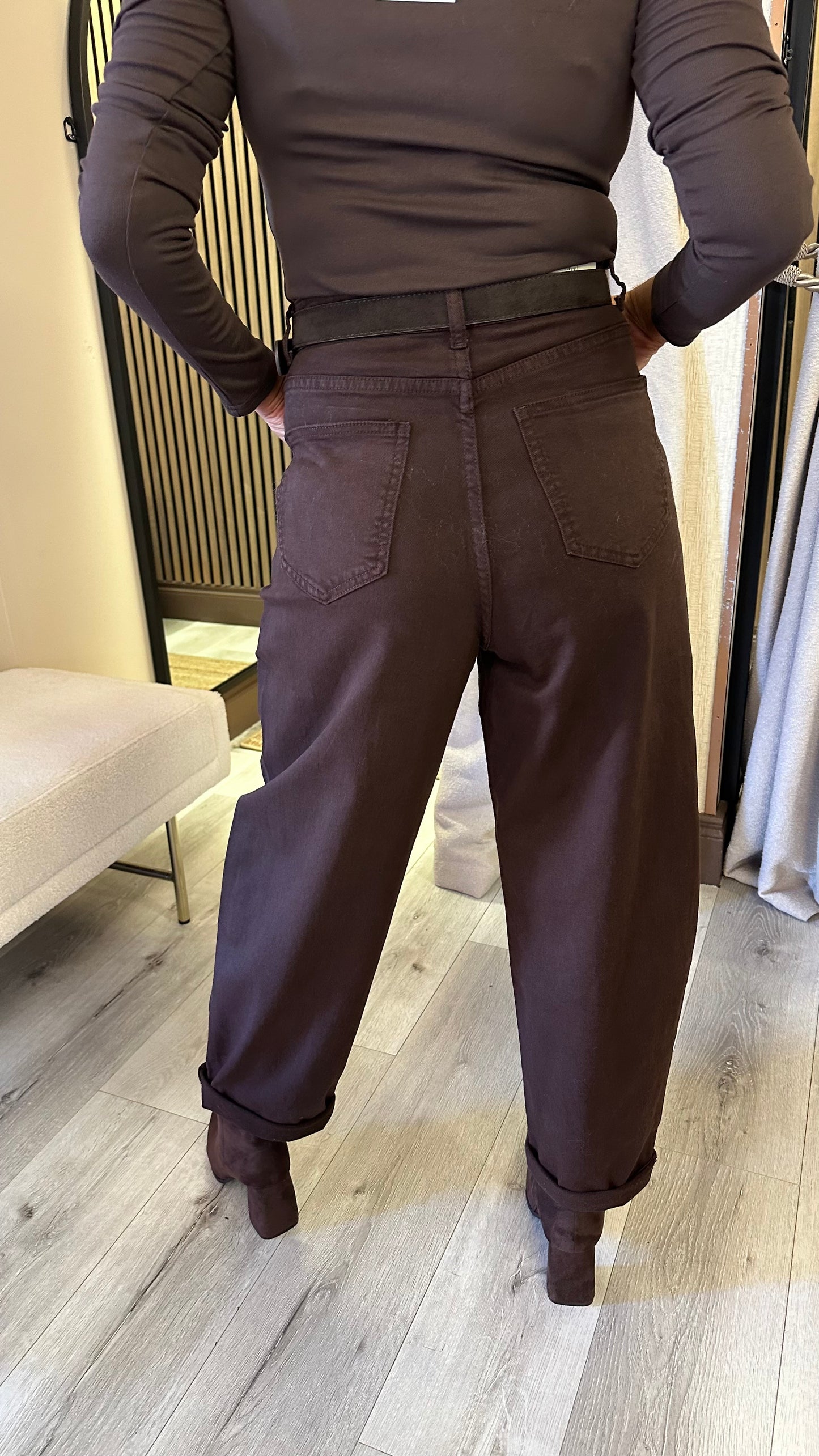 Chocolate Brown Barrel Jeans