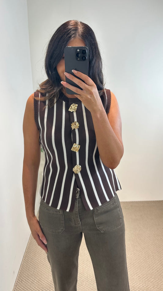 Brown Striped Waistcoat