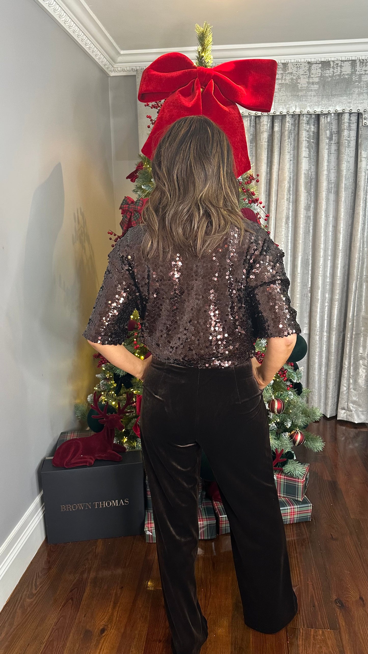 Brown Sequin Top