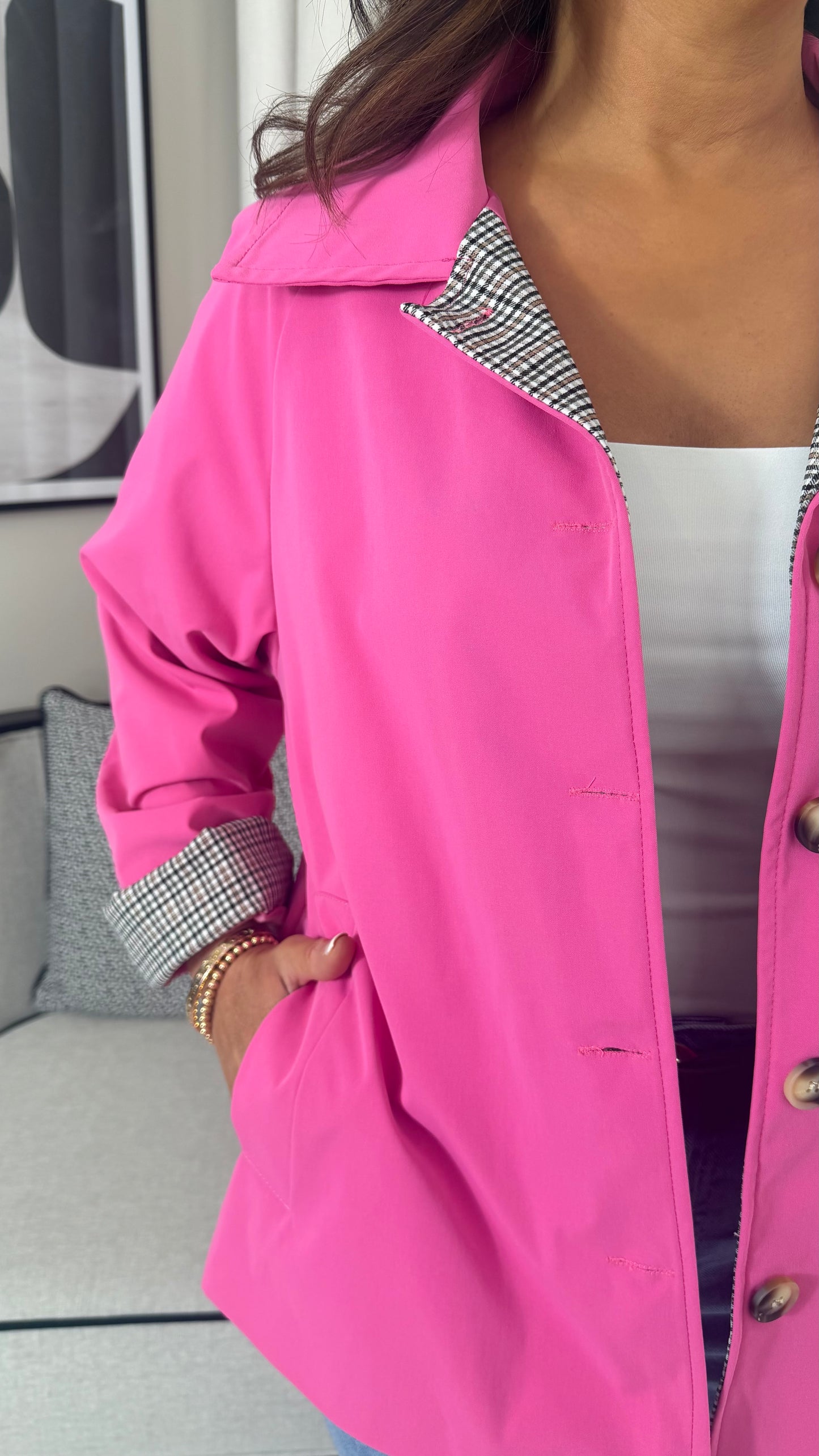 Pink Short Trench Coat