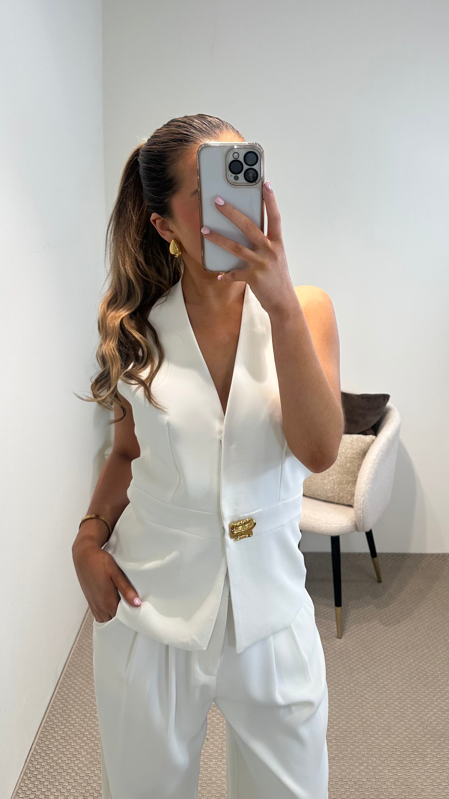 White Halter-neck Waistcoat