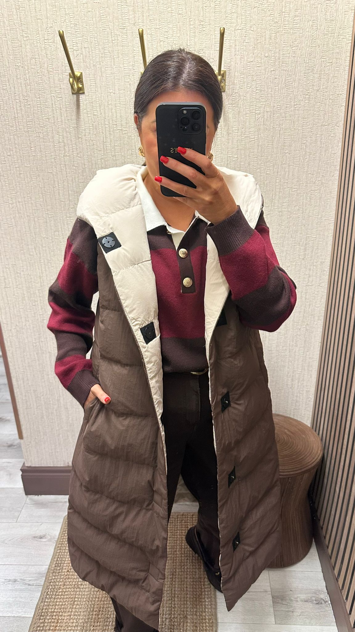 Brown & Cream Reversible Gilet